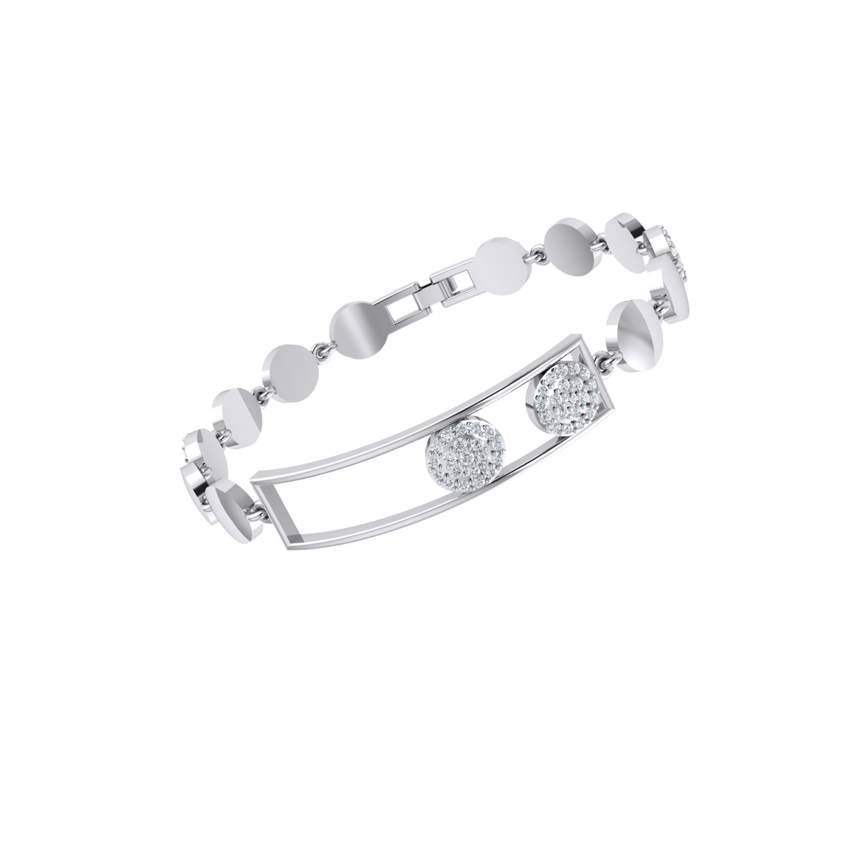 White Gold Diamond Bracelet - Opulent Orbit [wg]