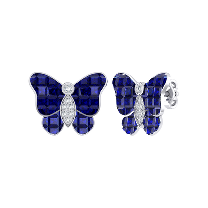 White Gold Diamond Earrings - Butterfly Dream [wg]