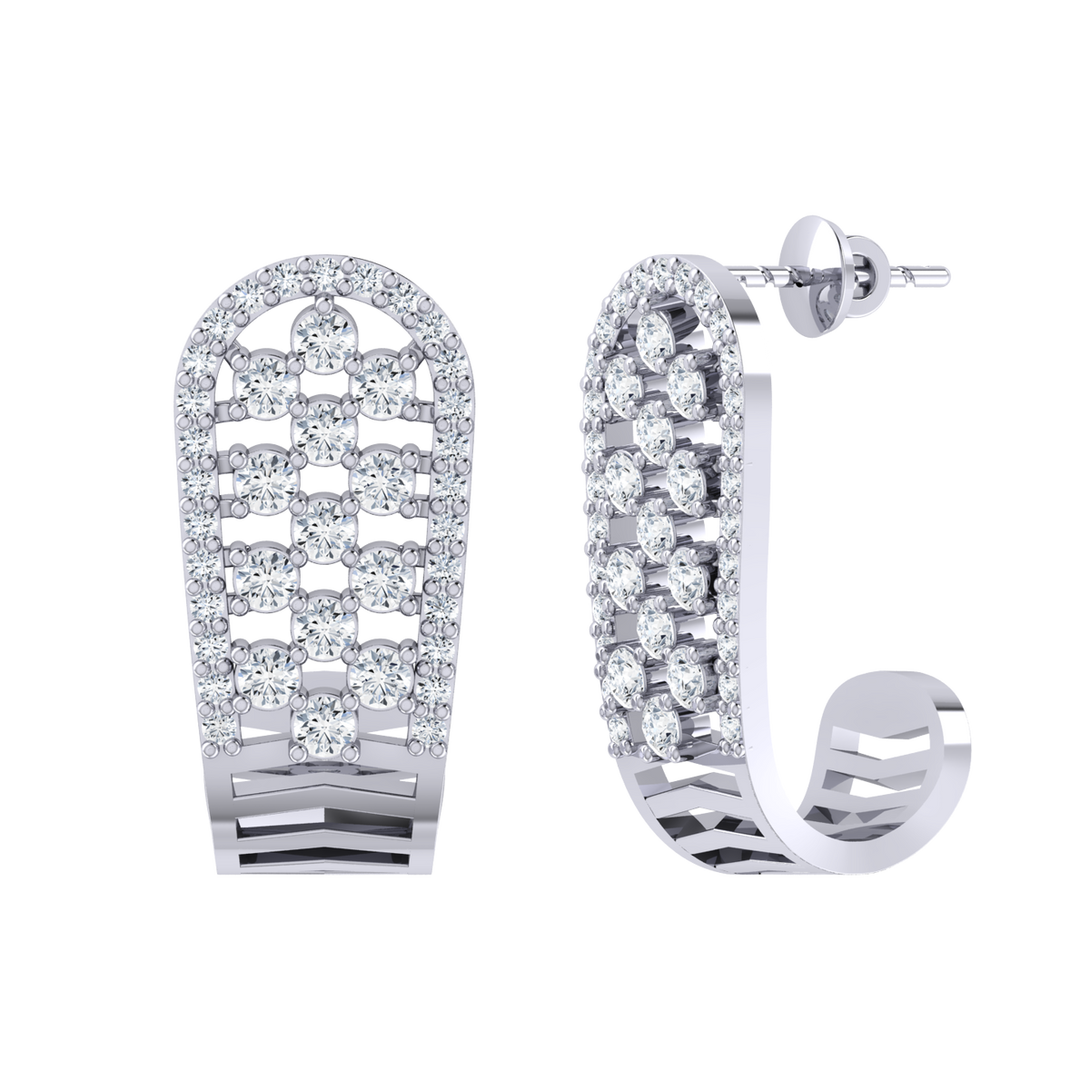 White Gold Diamond Earrings - Glittering Jewel [wg]