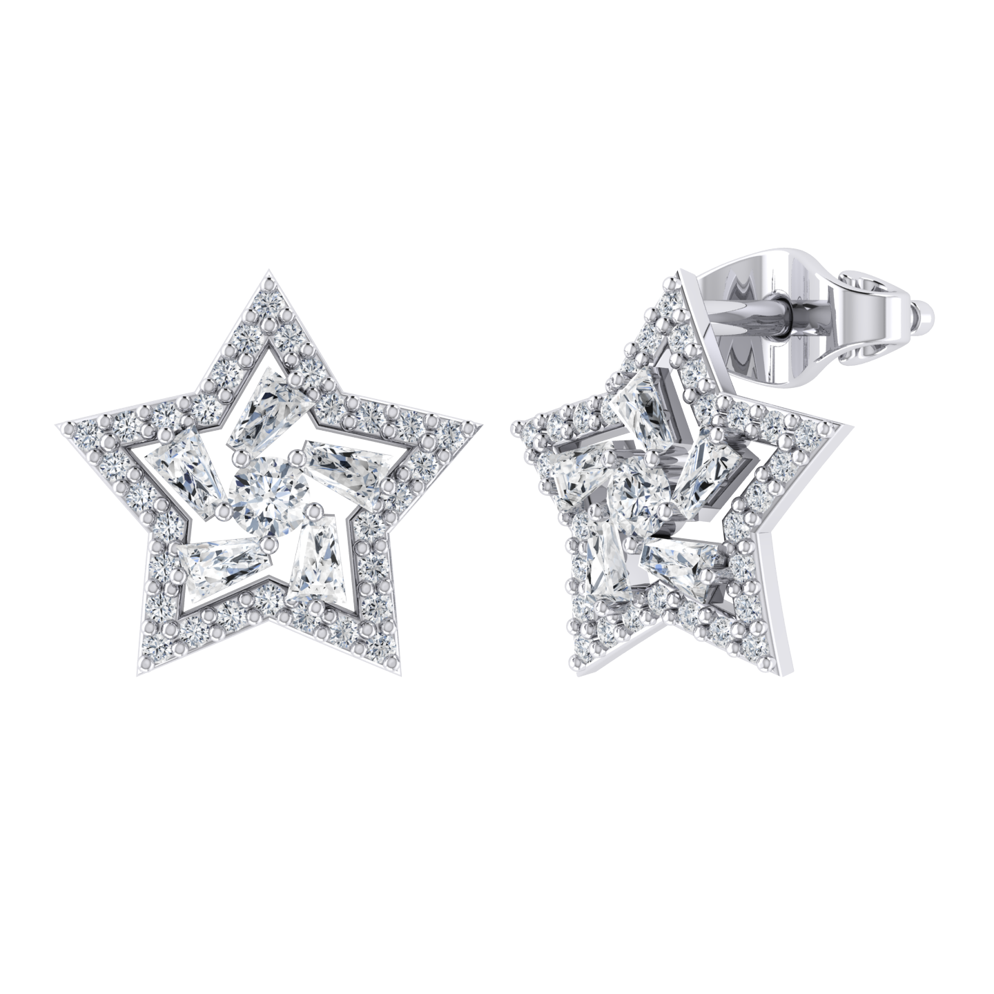 White Gold Diamond Earrings - Celestial Charm [wg]