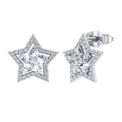 White Gold Diamond Earrings - Celestial Charm [wg]