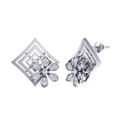 White Gold Diamond Earrings - Sparkling Horizons [wg]