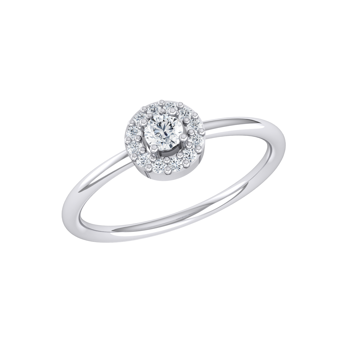 White Gold Diamond Ring - Lustrous Halo [wg]