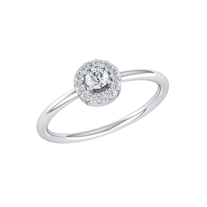 White Gold Diamond Ring - Lustrous Halo [wg]