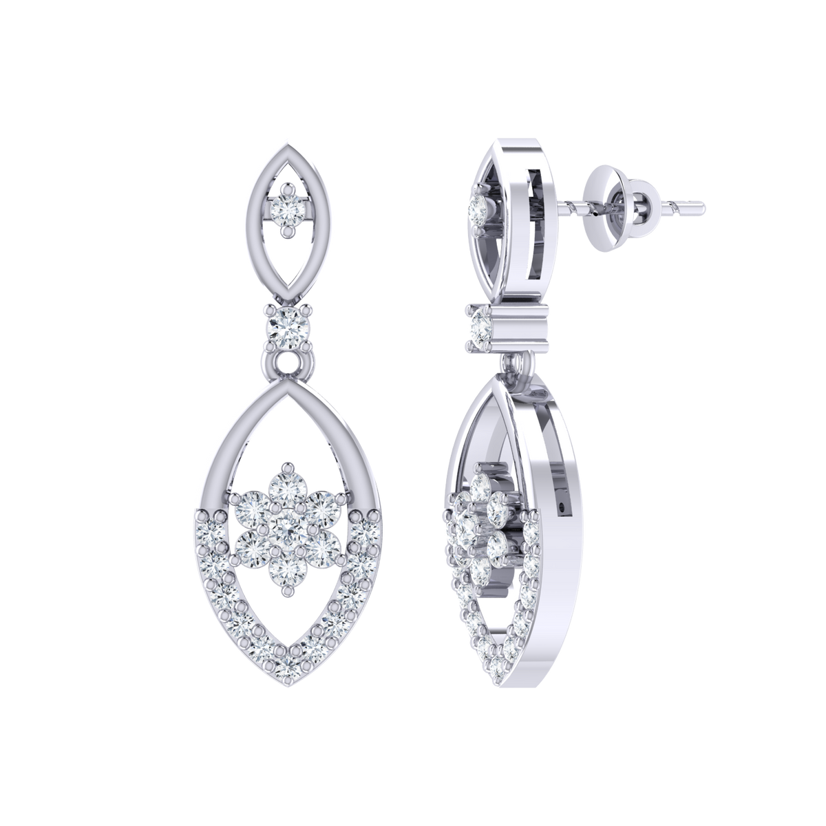 White Gold Diamond Earrings - Sparkling Memory [wg]