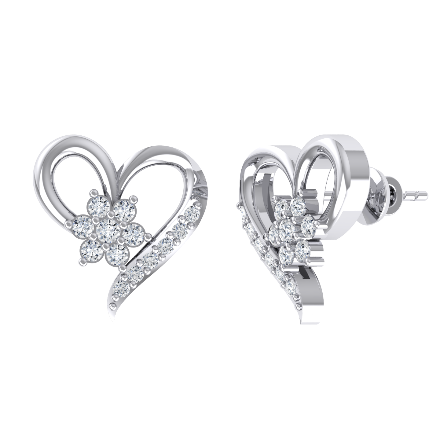 White Gold Diamond Earrings - The Royalty [wg]