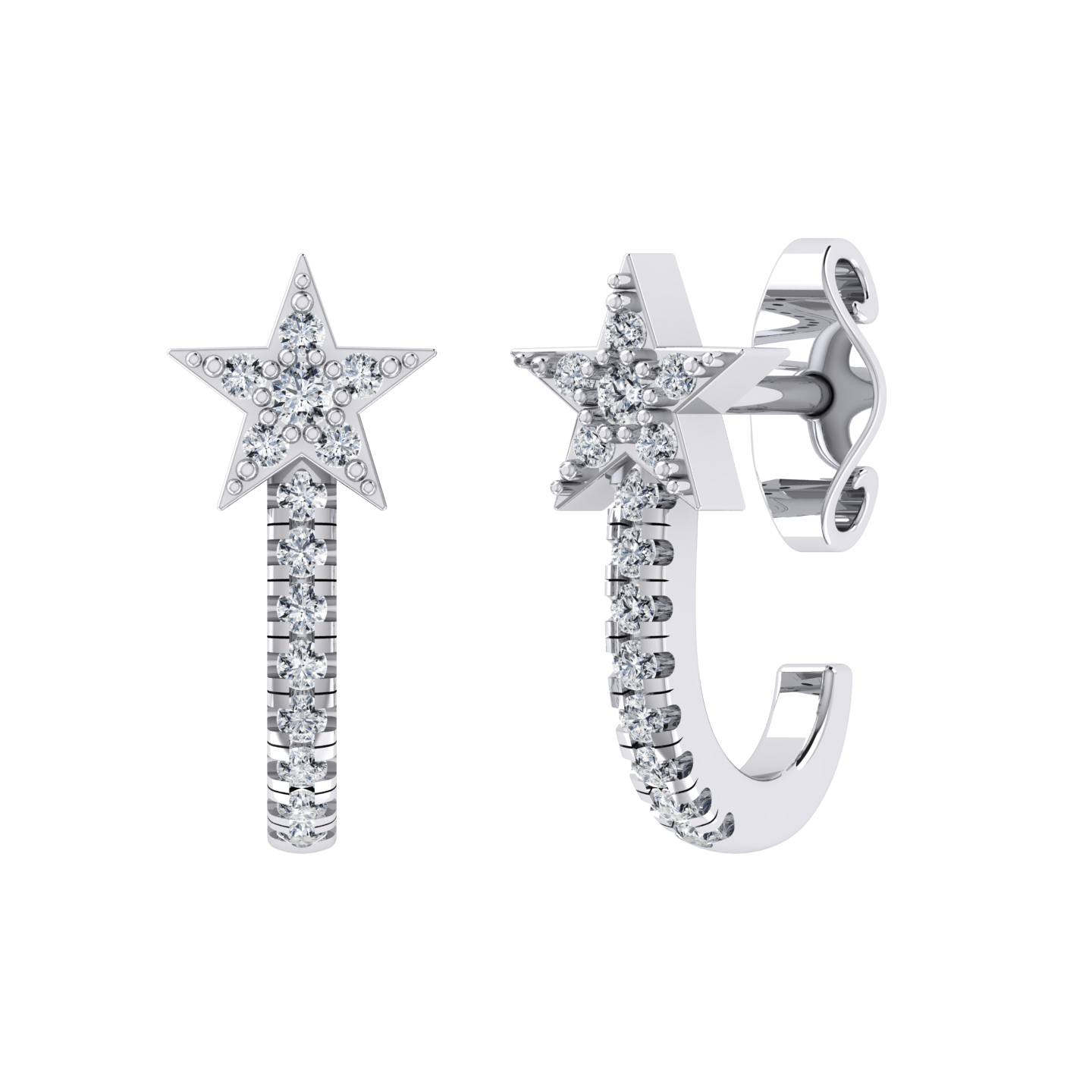 White Gold Diamond Earrings - Brilliant Ray [wg]