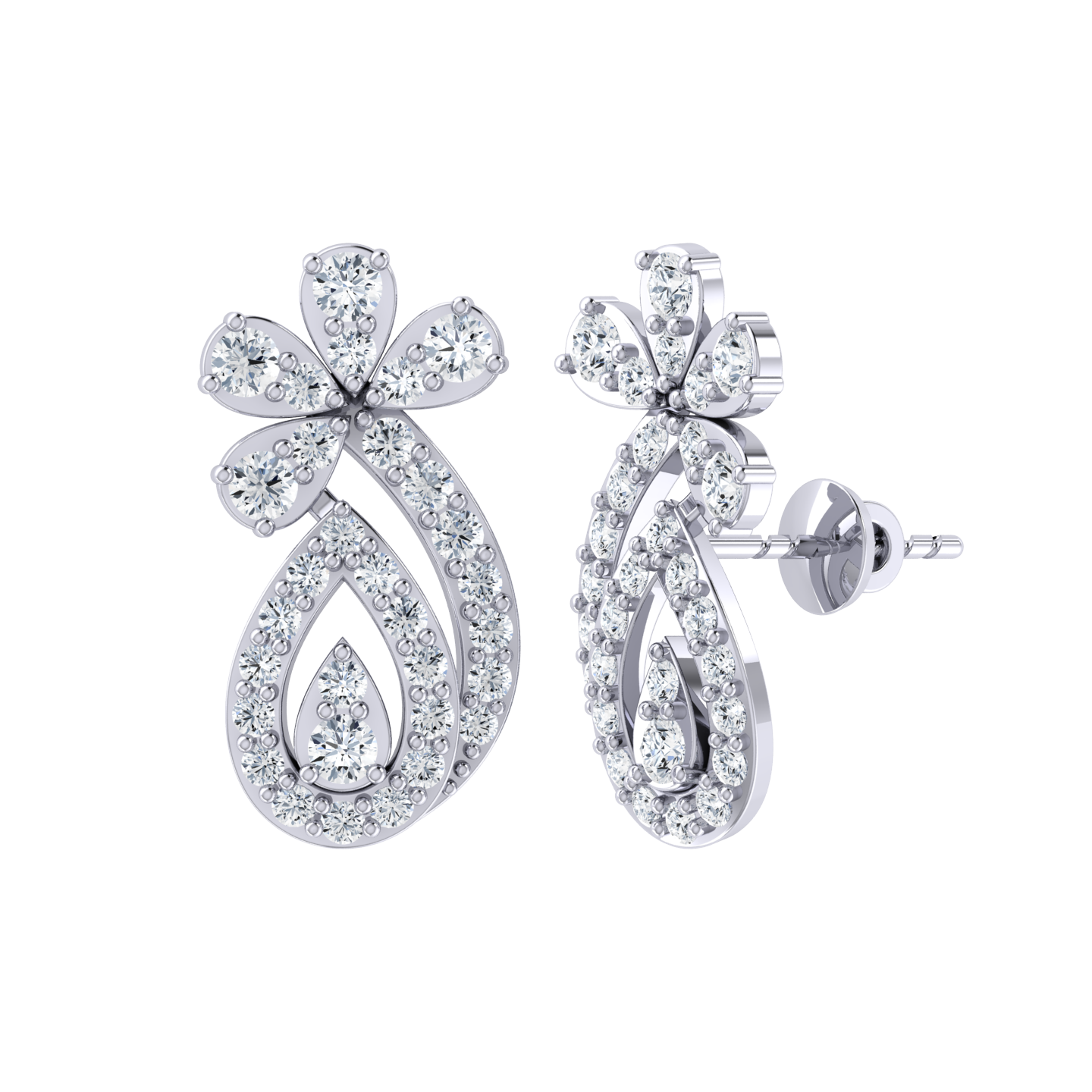 White Gold Diamond Earrings - Glimmering Glamour [wg]