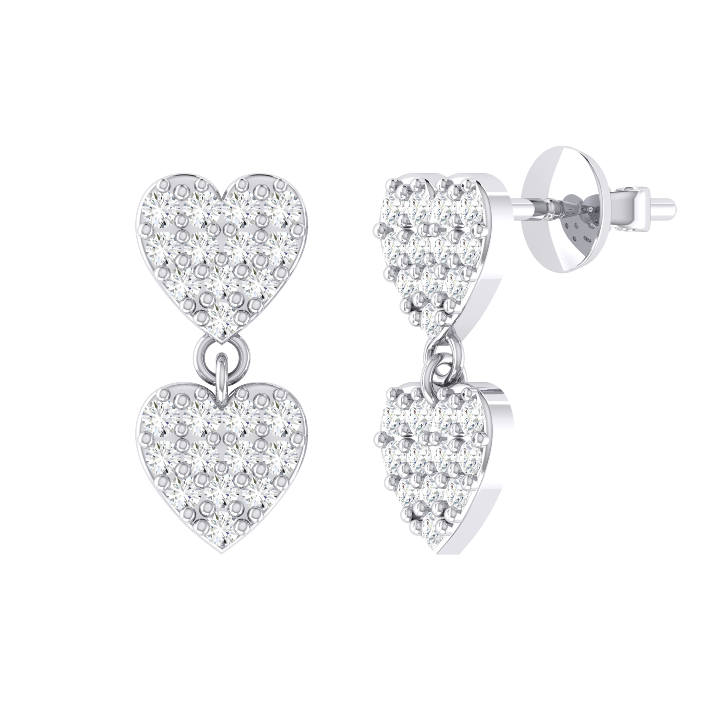 White Gold Diamond Earrings - Forever Heart [wg]