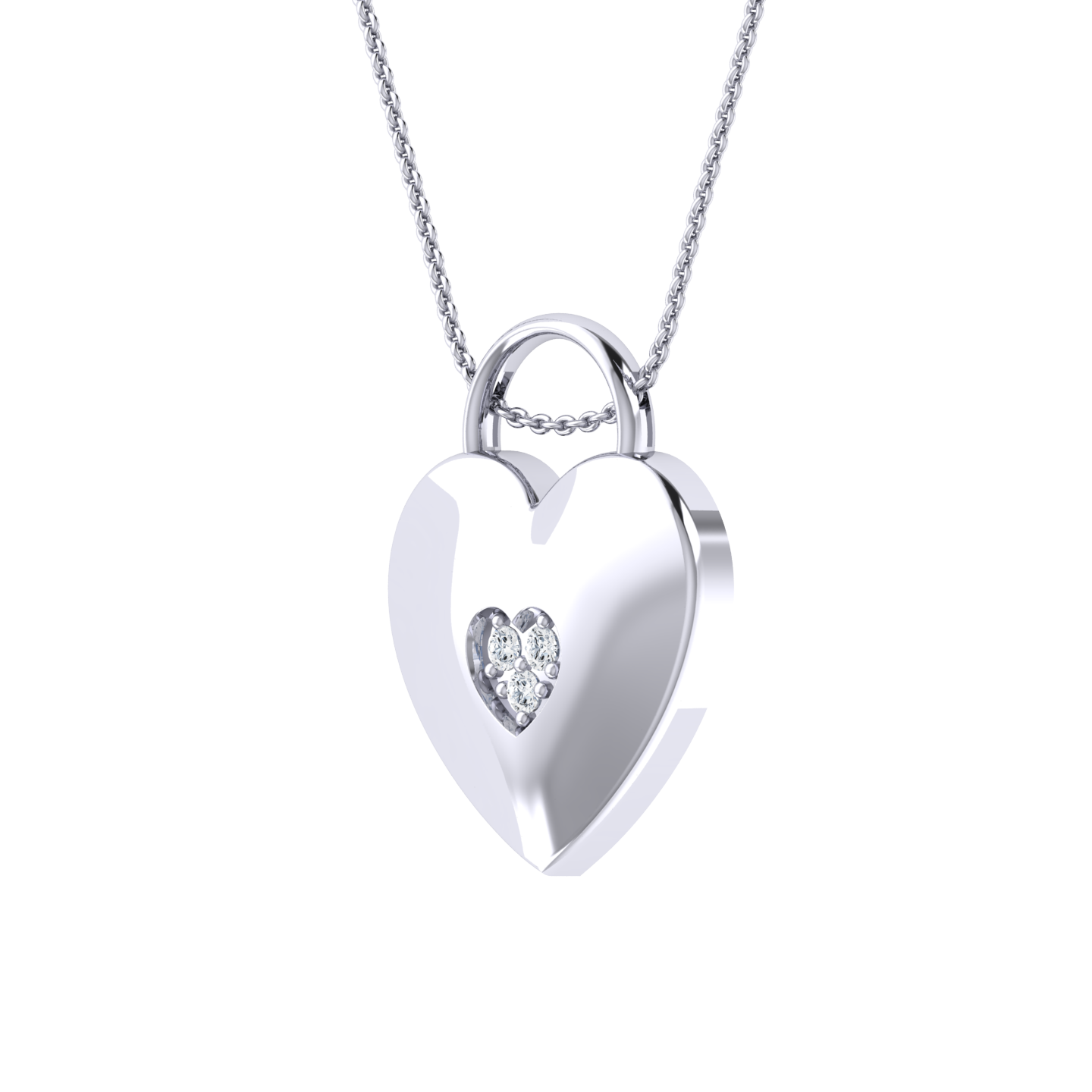 White Gold Diamond Pendant - Love Heart [wg]