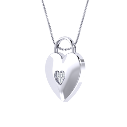 White Gold Diamond Pendant - Love Heart [wg]