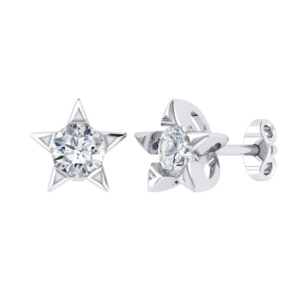 White Gold Diamond Earrings - Stellar Glow [wg]