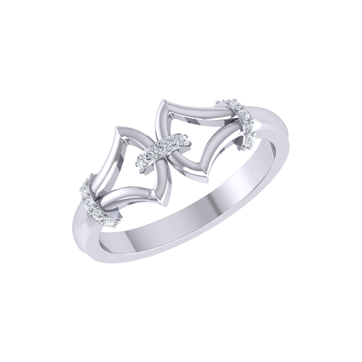 White Gold Diamond Ring  - Gilded Arc [wg]