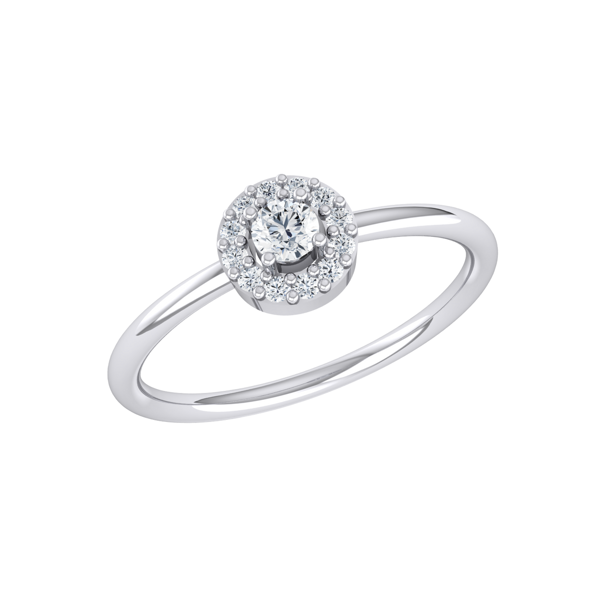 White Gold Diamond Ring - Lustrous Halo [wg]