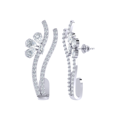 White Gold Diamond Earrings - Sunshine Jewel [wg]