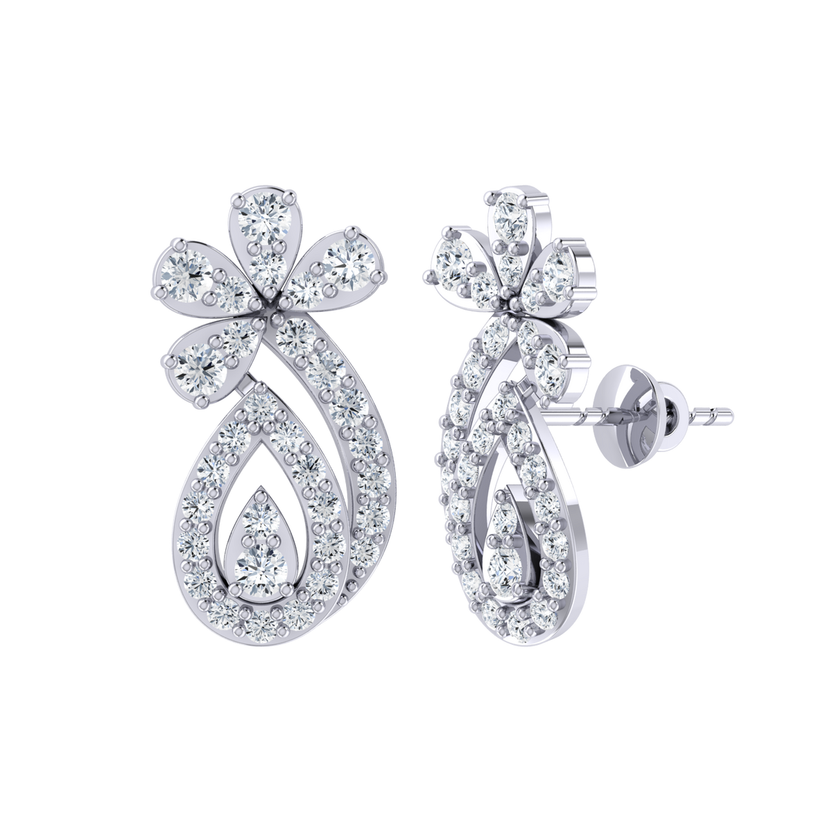 White Gold Diamond Earrings - Glimmering Glamour [wg]