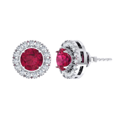 White Gold Diamond Earrings - Crimson Glow [wg]
