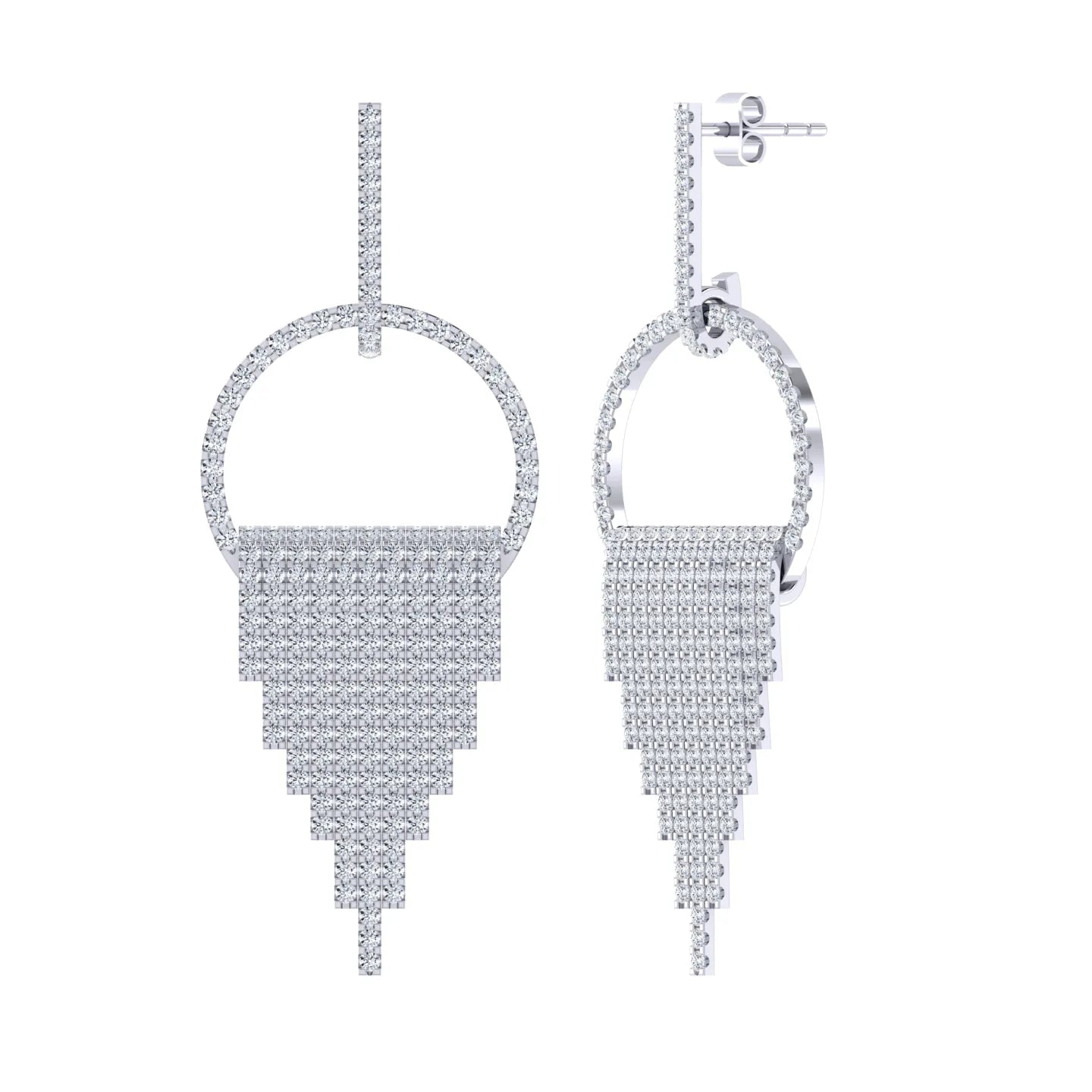 White Gold Diamond Earrings - Luminous Frame [wg]
