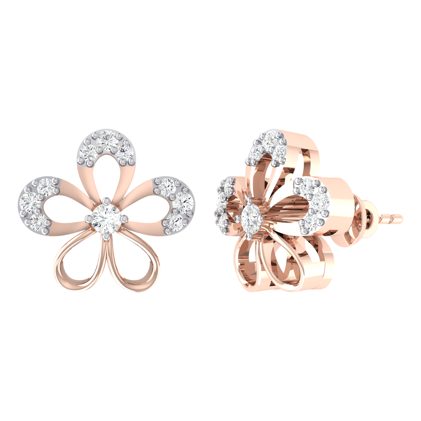 Rose Gold Diamond Earrings - Stellar Studs [rg]