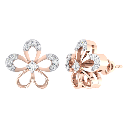 Rose Gold Diamond Earrings - Stellar Studs [rg]