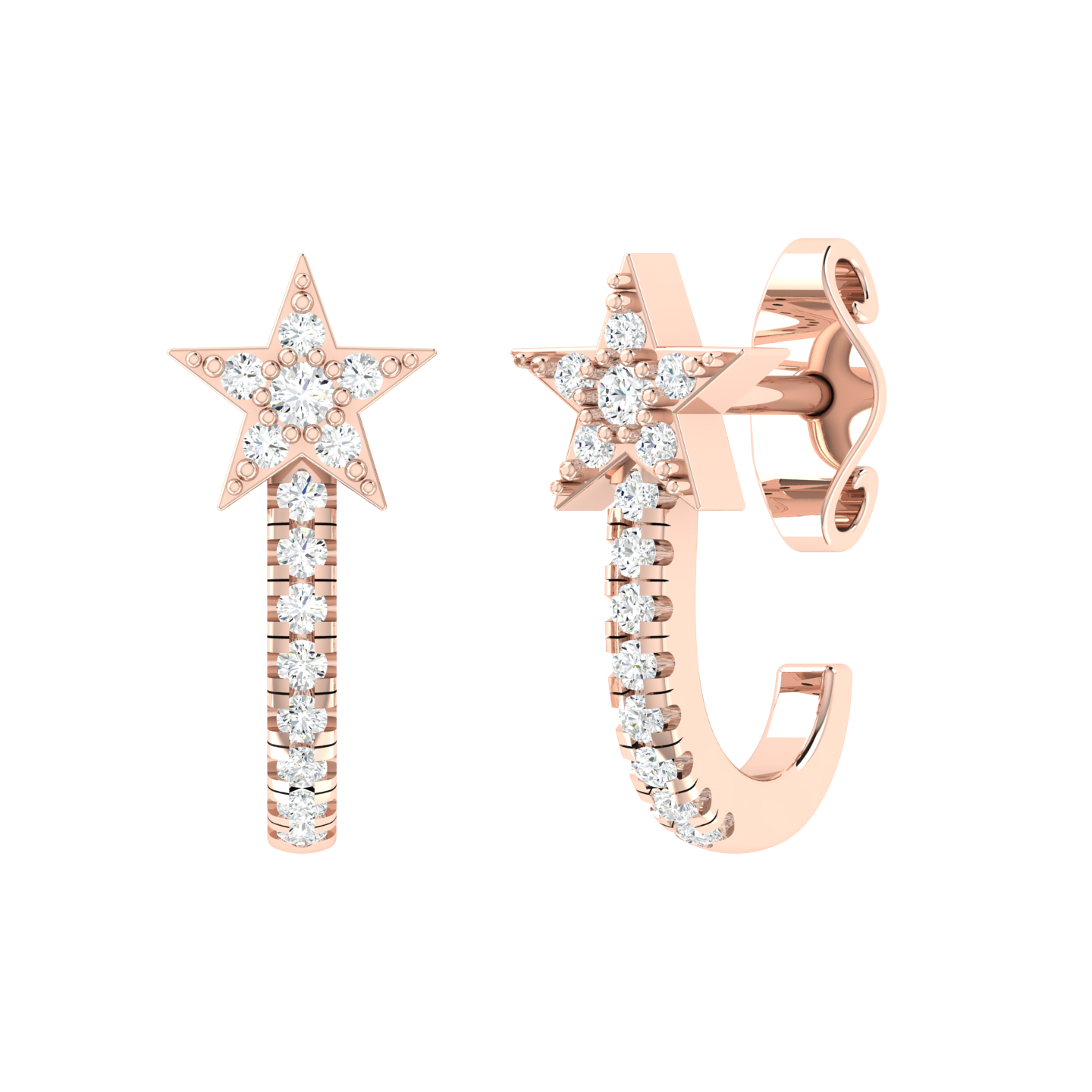 Rose Gold Diamond Earrings - Brilliant Ray [rg]