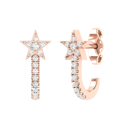 Rose Gold Diamond Earrings - Brilliant Ray [rg]