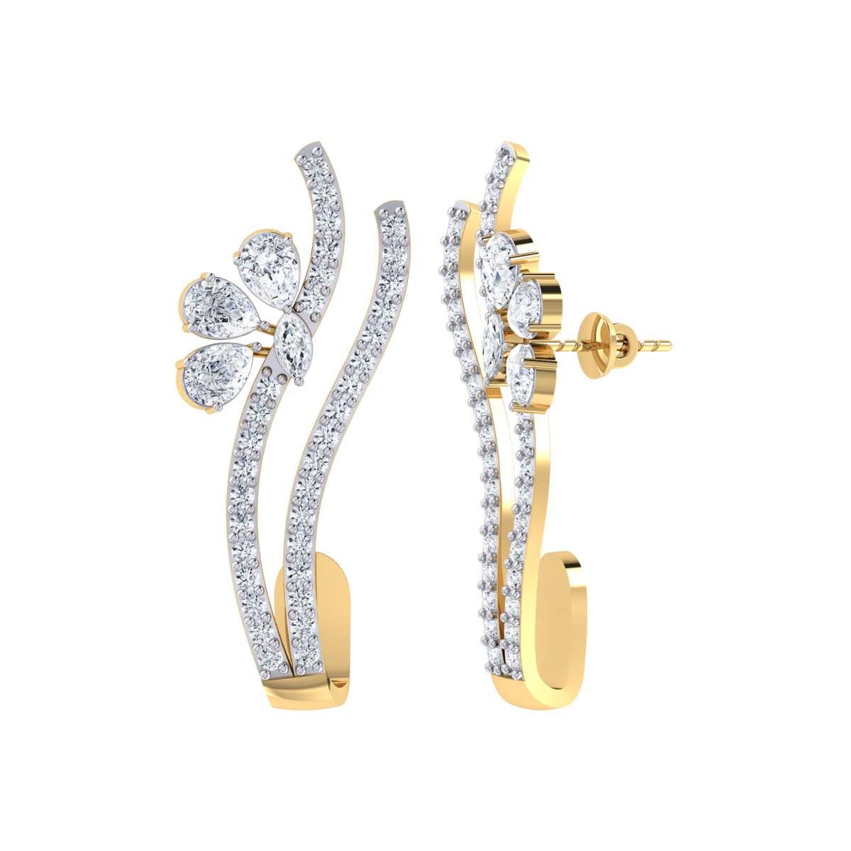 Yellow Gold Diamond Earrings - Sunshine Jewel [yg]