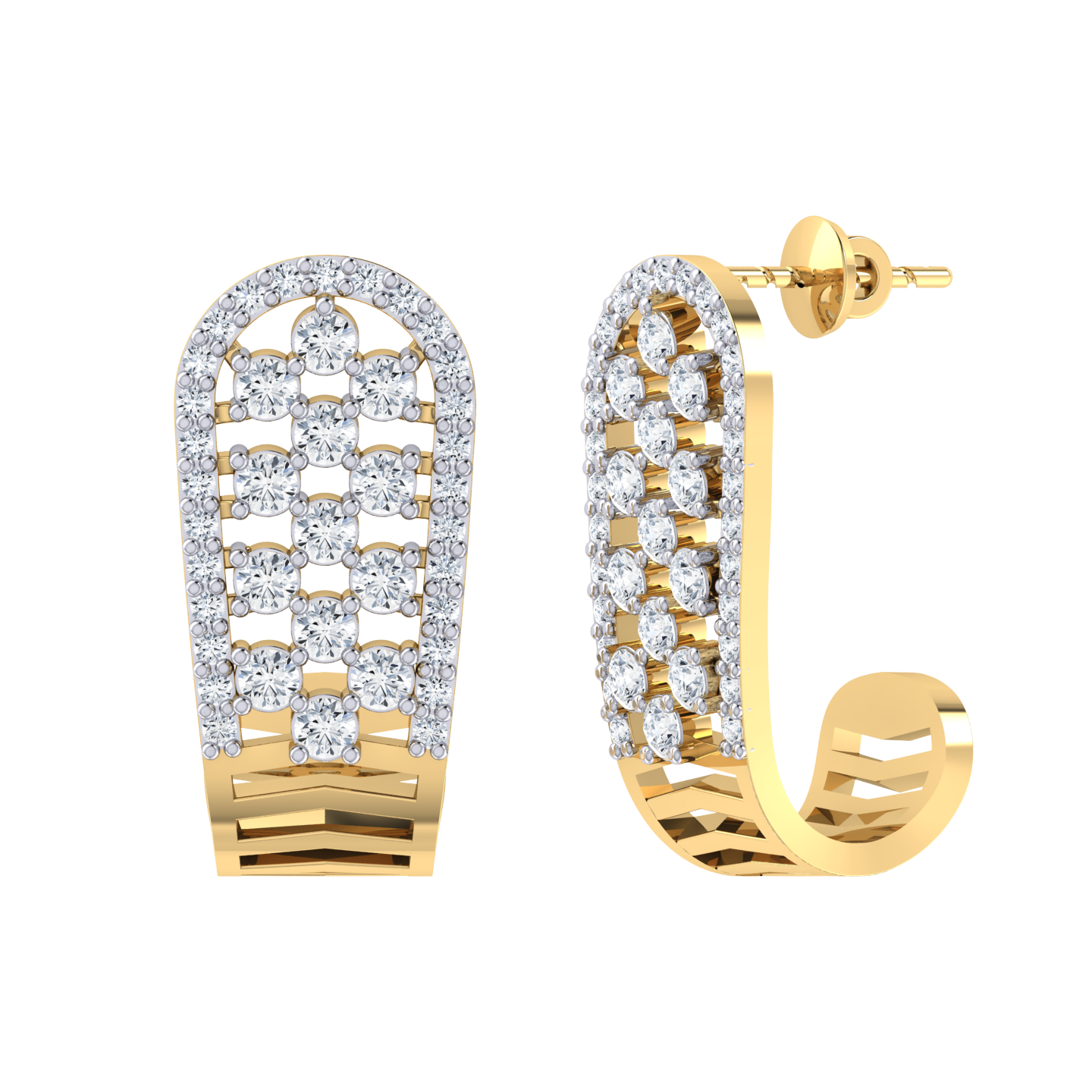 Yellow Gold Diamond Earrings - Glittering Jewel [yg]