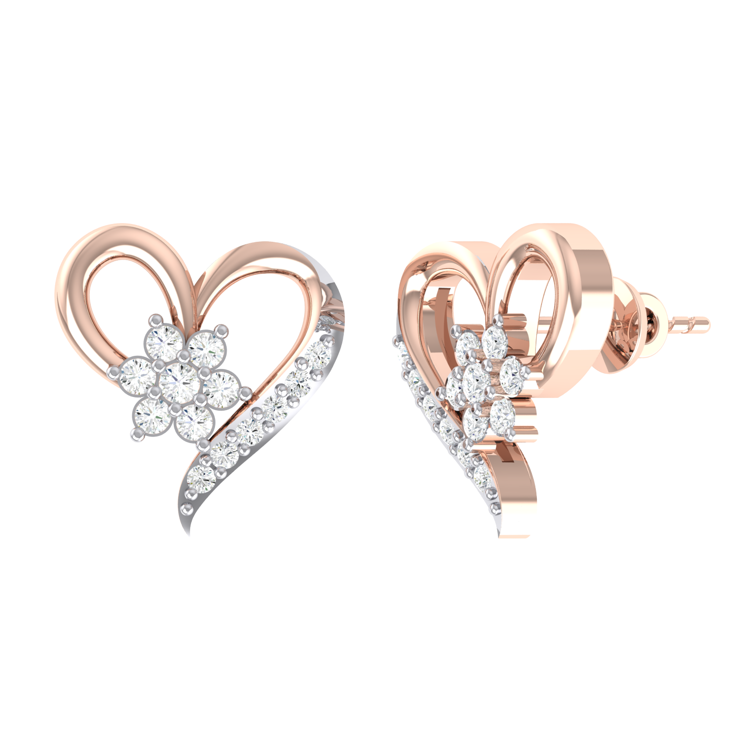 Rose Gold Diamond Earrings - The Royalty [rg]