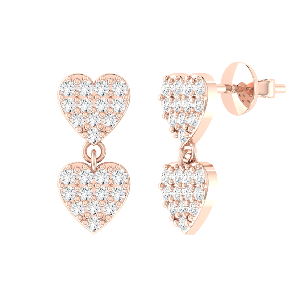 Rose Gold Diamond Earrings - Forever Heart [rg]