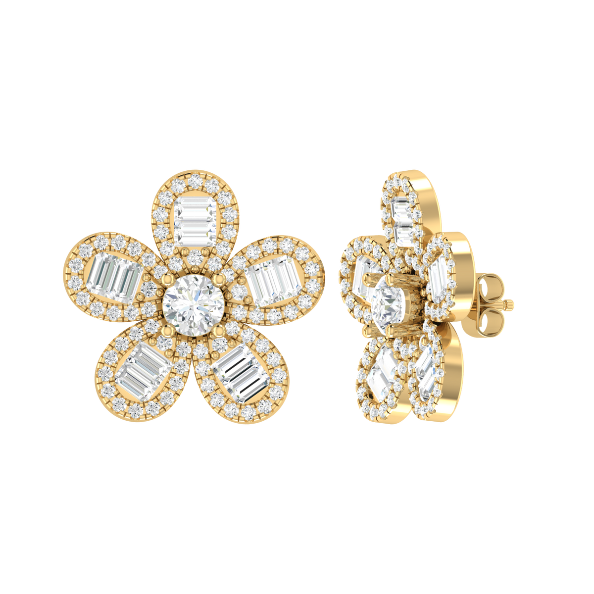 Yellow Gold Diamond Earrings - Cascade Spark [yg]