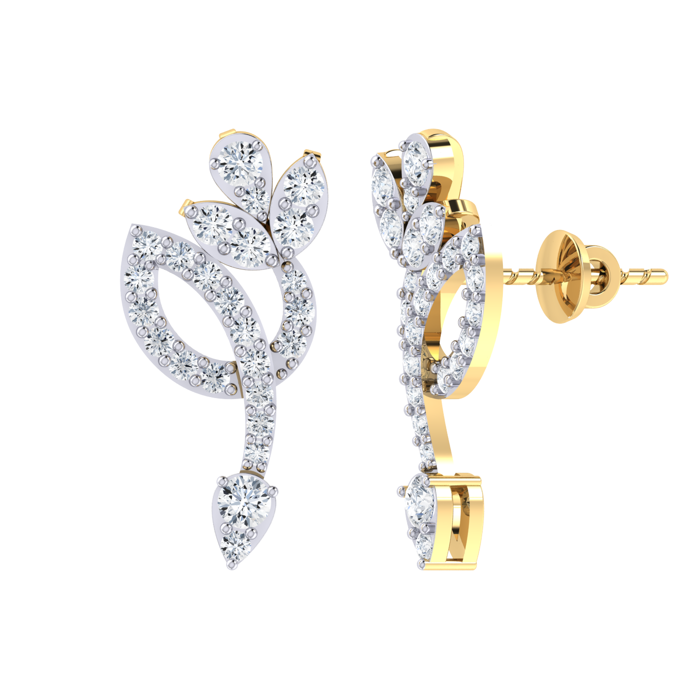 Yellow Gold Diamond Earrings - Floral Beauty [yg]
