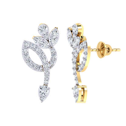 Yellow Gold Diamond Earrings - Floral Beauty [yg]