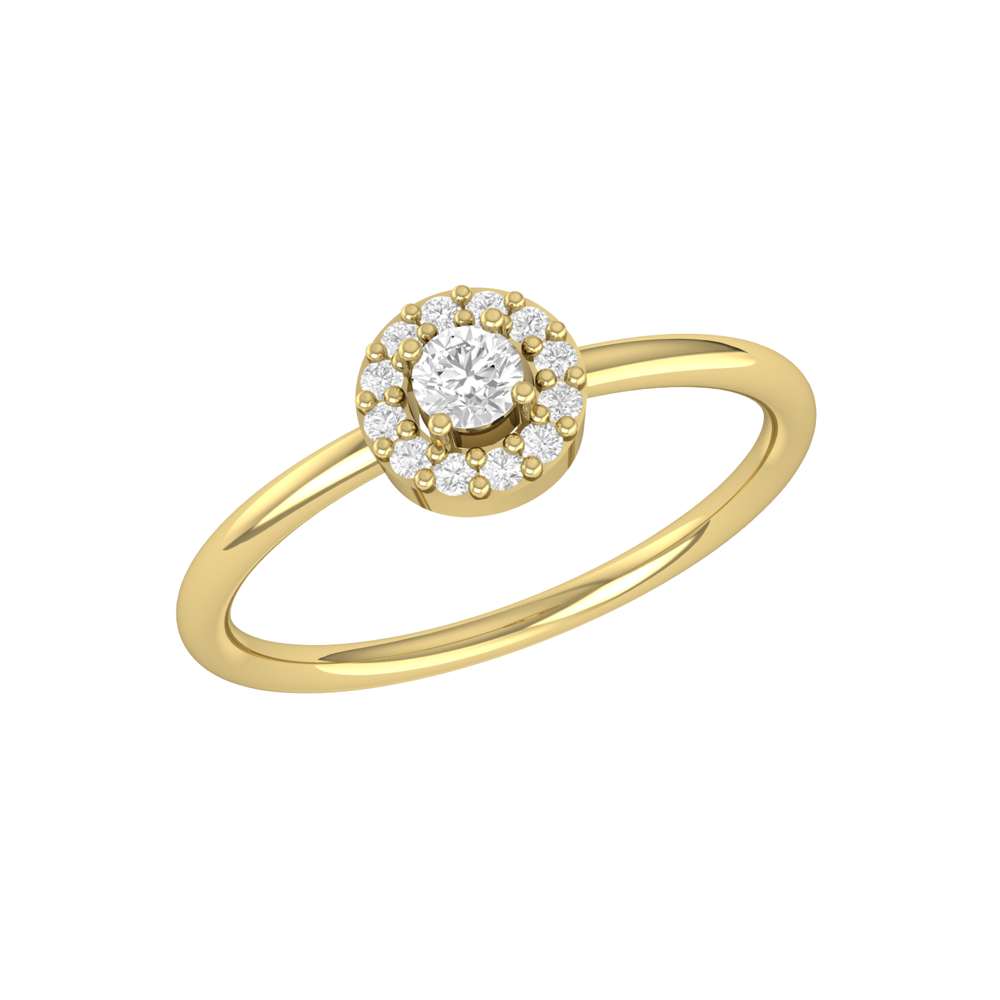 Yellow Gold Diamond Ring - Lustrous Halo [yg]