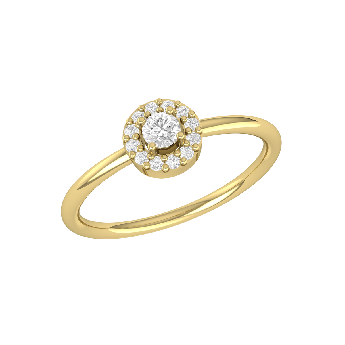 Yellow Gold Diamond Ring - Lustrous Halo [yg]