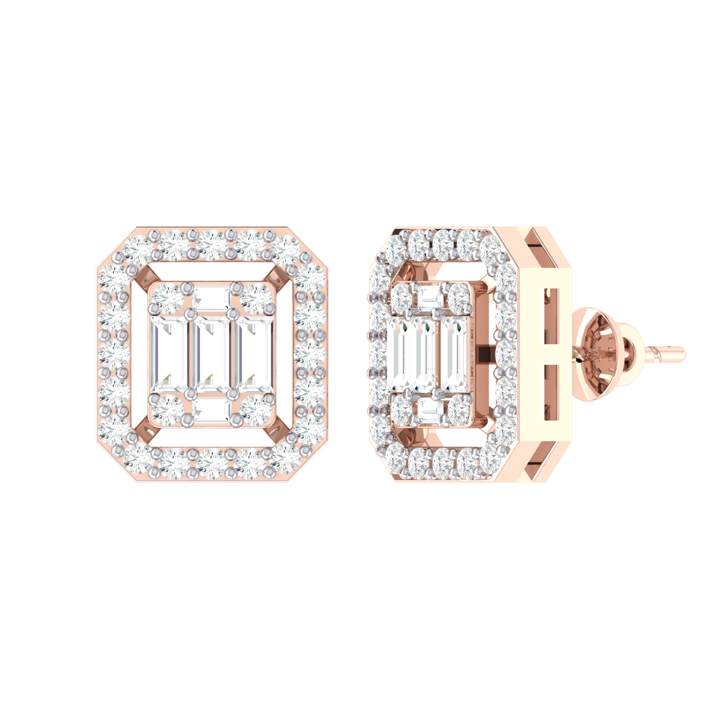 Rose Gold Diamond Earrings - Mystic Medely [rg]