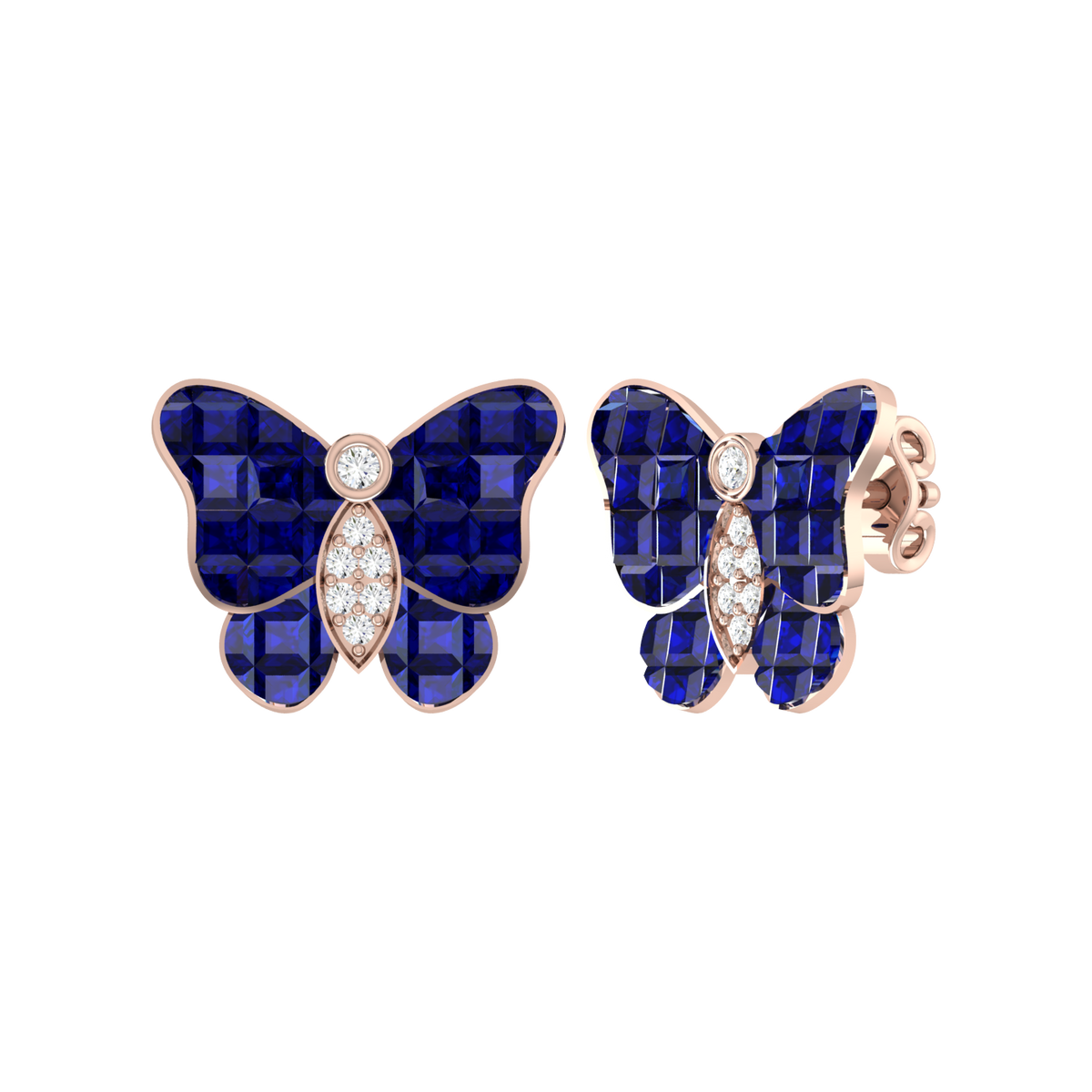 Rose Gold Diamond Earrings - Butterfly Dream [rg]