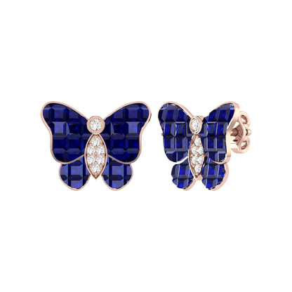 Rose Gold Diamond Earrings - Butterfly Dream [rg]
