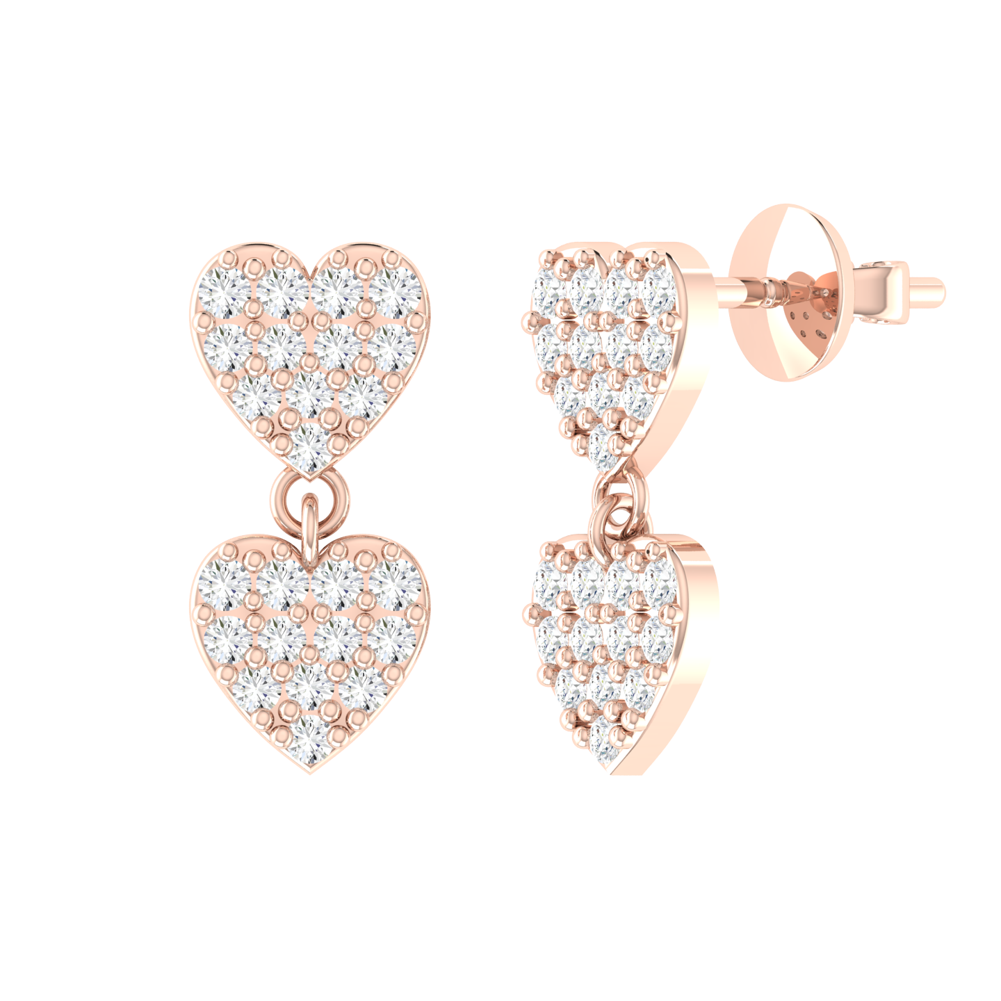 Rose Gold Diamond Earrings - Forever Heart [rg]