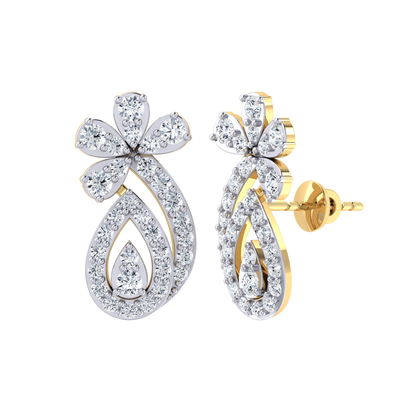 Yellow Gold Diamond Earrings - Glimmering Glamour [yg]