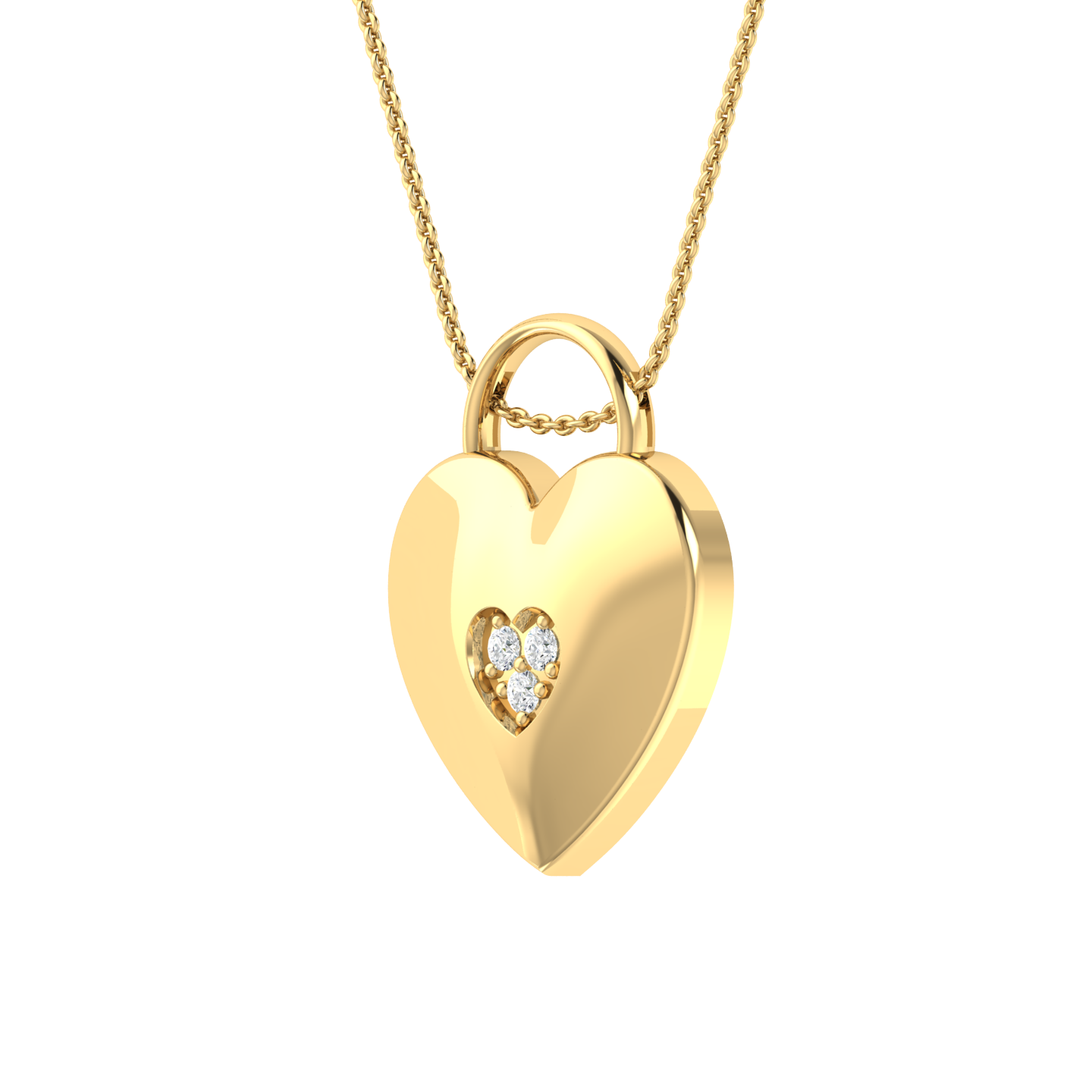 Yellow Gold Diamond Pendant - Love Heart [yg]