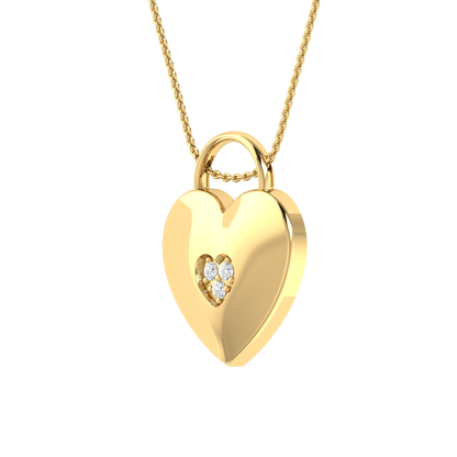 Yellow Gold Diamond Pendant - Love Heart [yg]