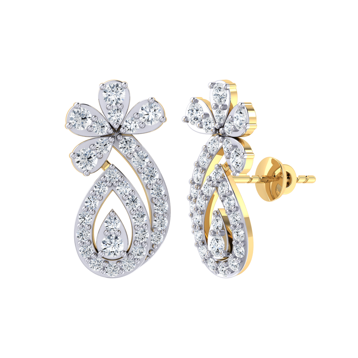 Yellow Gold Diamond Earrings - Glimmering Glamour [yg]
