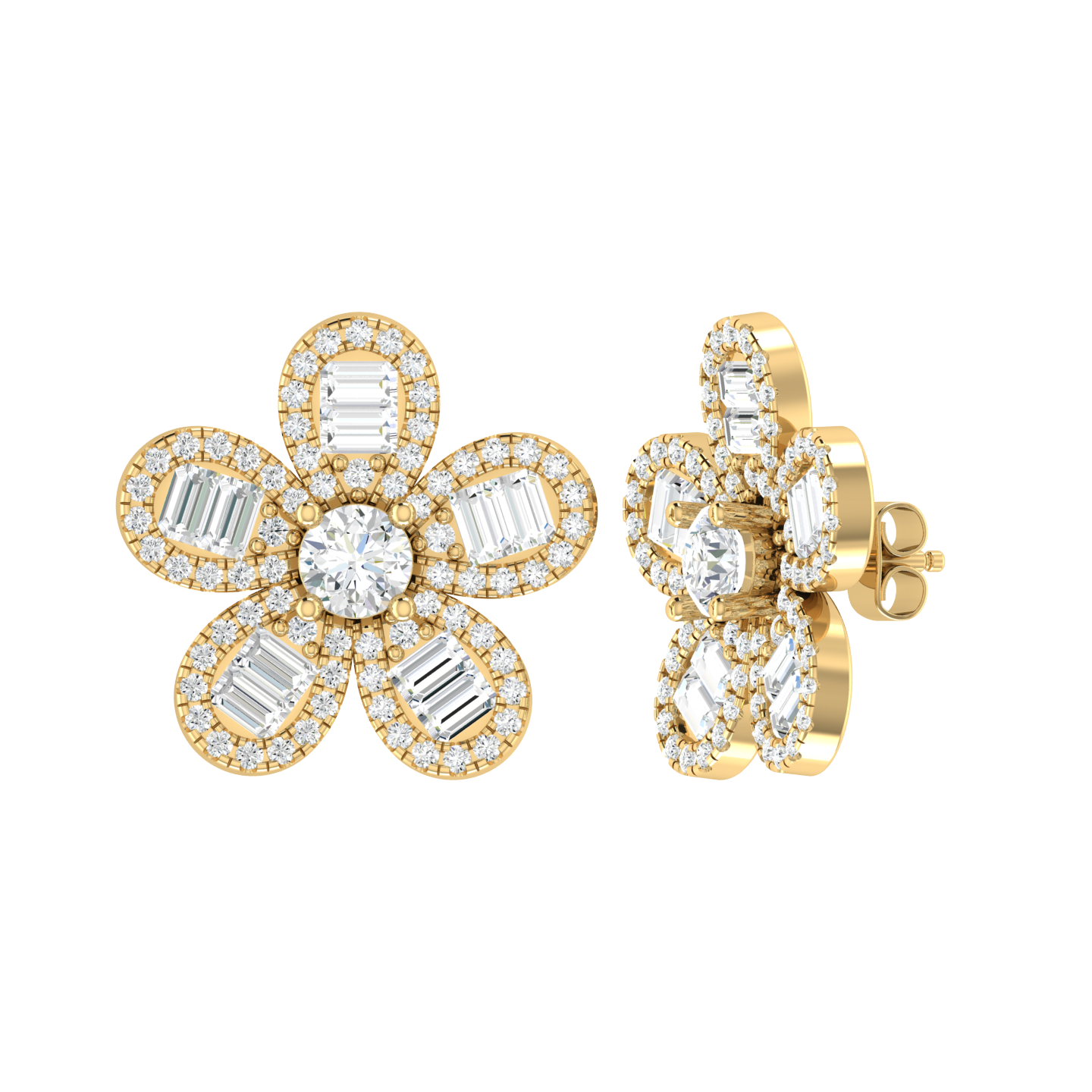 Yellow Gold Diamond Earrings - Cascade Spark [yg]