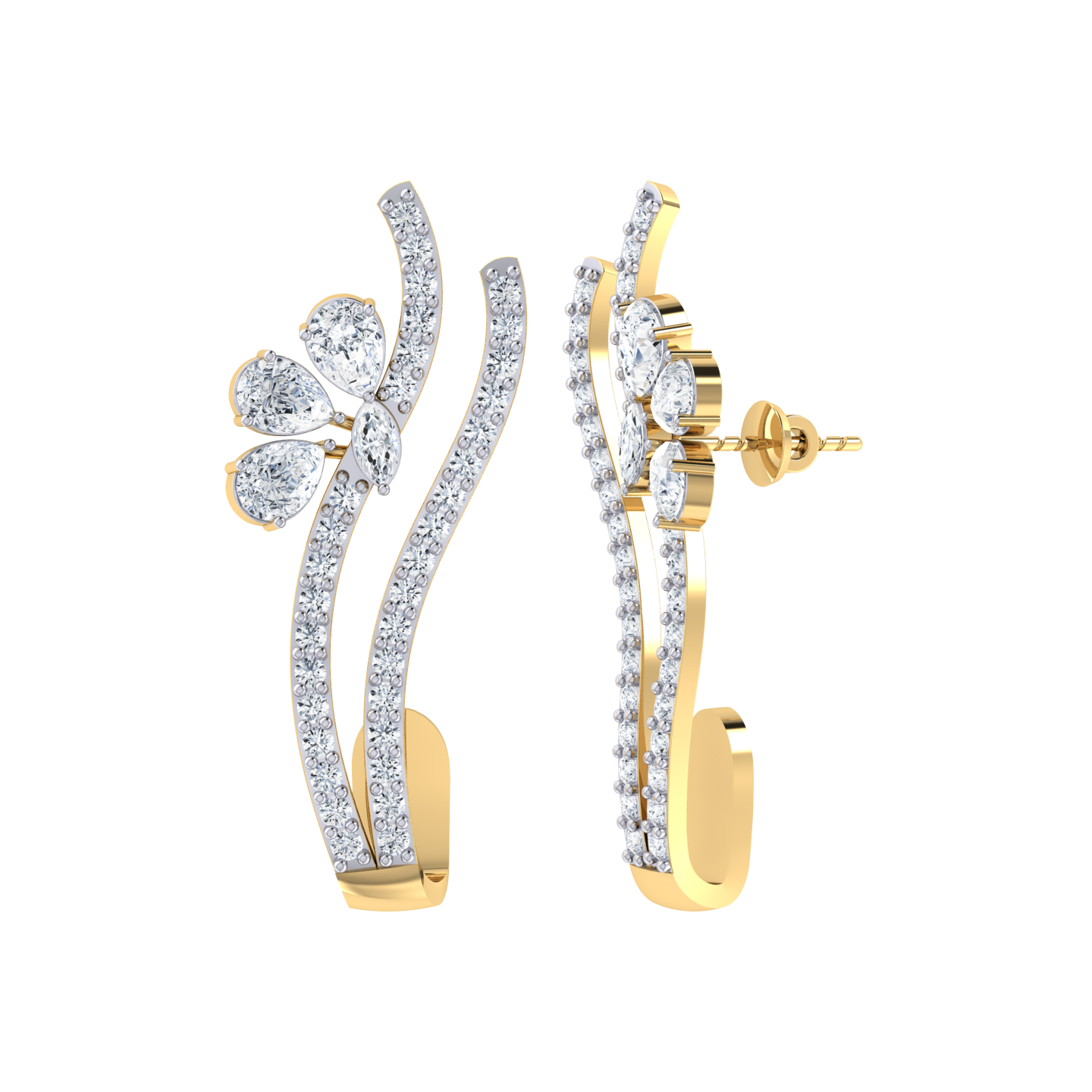 Yellow Gold Diamond Earrings - Sunshine Jewel [yg]