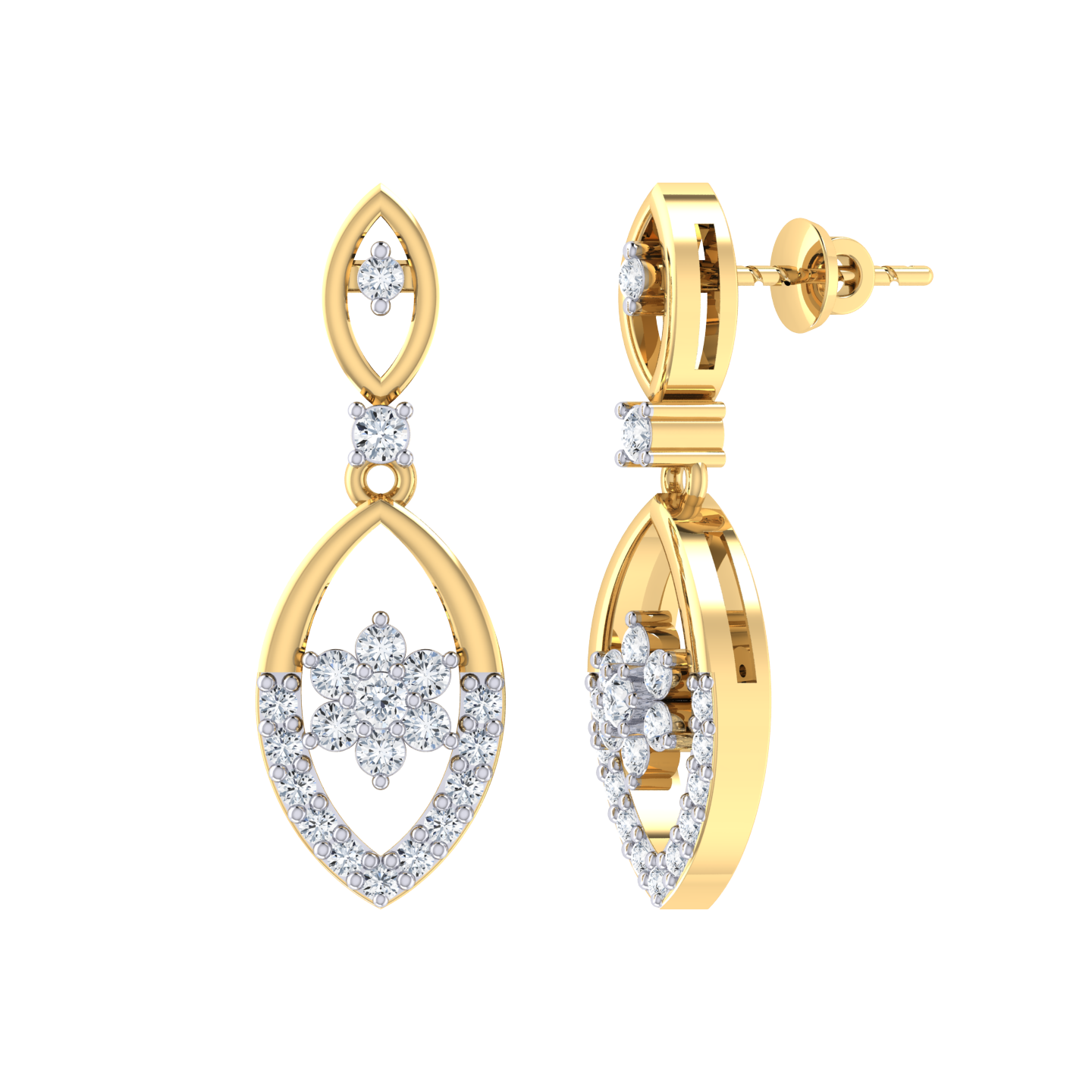 Yellow Gold Diamond Earrings - Sparkling Memory [yg]