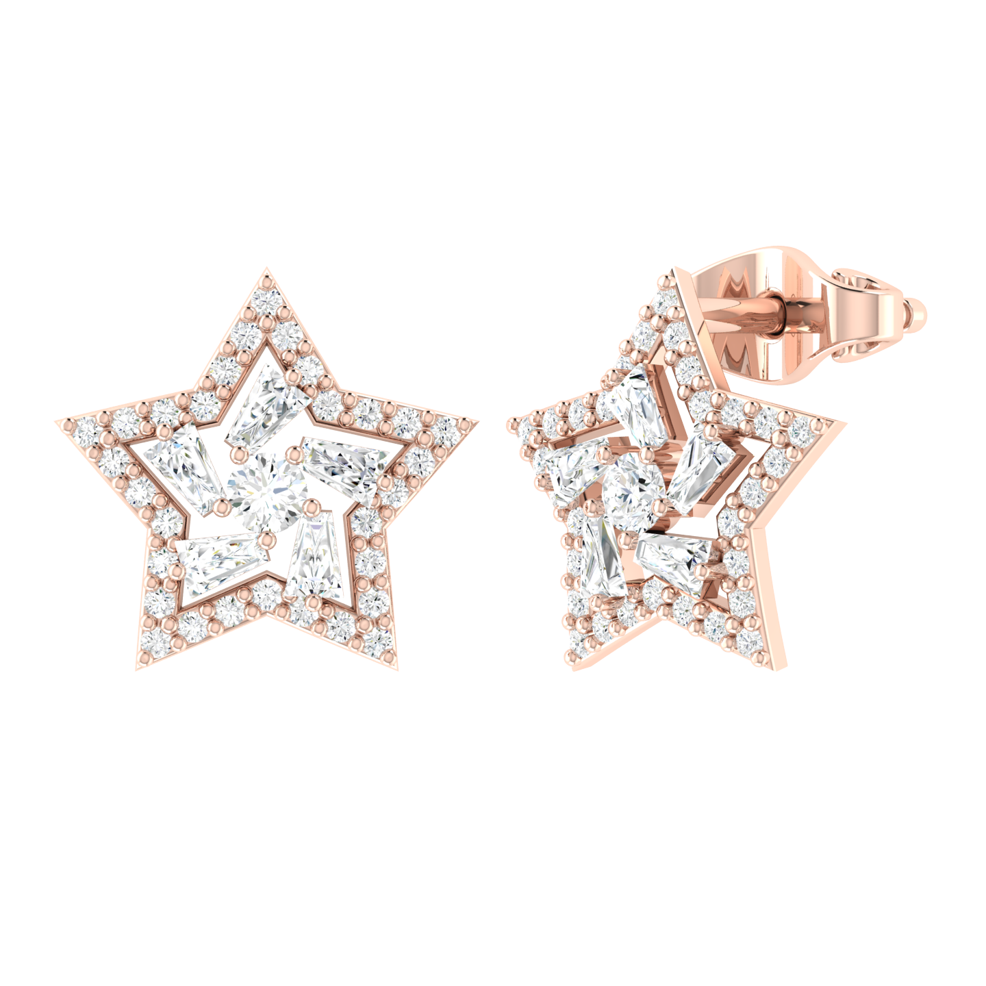 Rose Gold Diamond Earrings - Celestial Charm [rg]