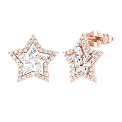 Rose Gold Diamond Earrings - Celestial Charm [rg]