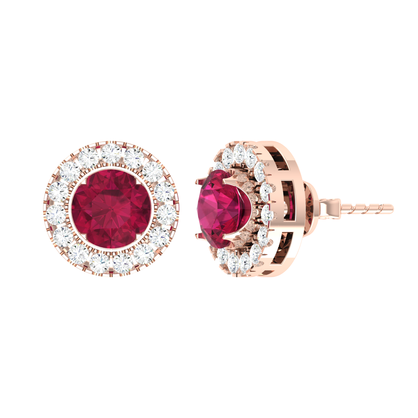 Rose Gold Diamond Earrings - Crimson Glow [rg]
