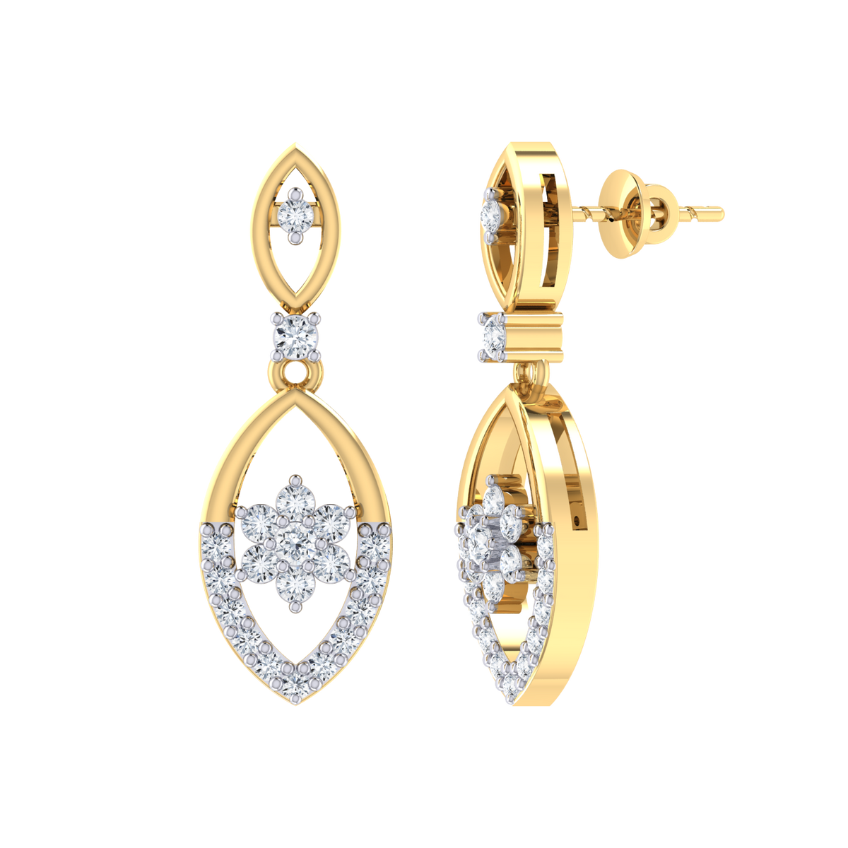 Yellow Gold Diamond Earrings - Sparkling Memory [yg]